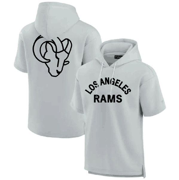 Men's Los Angeles Rams Gray Super Soft Fleece Short Sleeve Hoodie